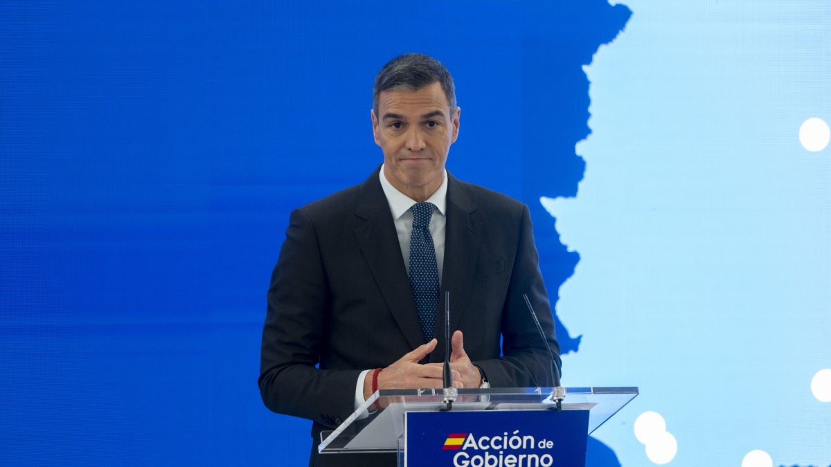 El presidente del Gobierno, Pedro Sánchez, este jueves en un acto en Madrid.