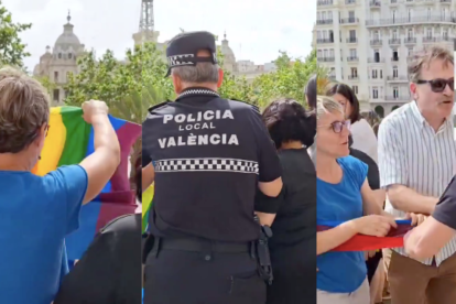 Compromís intenta colgar una bandera LGBTI del balcón del Ayuntamiento de Valencia