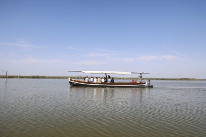 Los miembros del Consell a bordo de una barca en la Albufera de Valencia