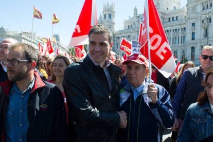 En una manifestación del 1 de mayo en Madrid.