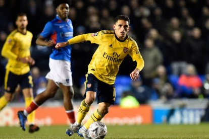 Lucas Torreira, en un partido con el Arsenal.