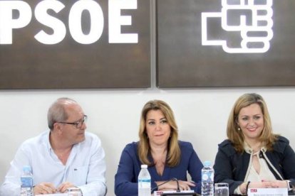 Susana Díaz, este lunes durante la reunión de la ejecutiva del PSOE-A.