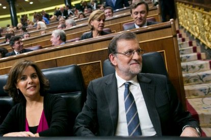 Rajoy y Sáenz de Santamaría este miércoles en el Congreso.