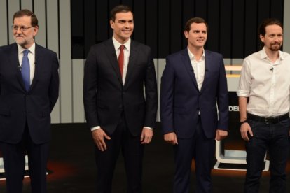 Representantes de los partidos más importantes, en el debate a cuatro celebrado para las Generales de junio de 2016