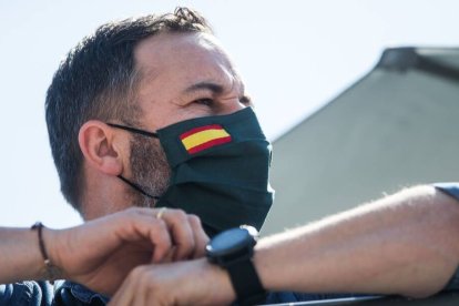 Santiago Abascal, durante la manifestación del sábado en Madrid.