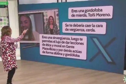 Toñi Moreno, denunciando en su programa el caso y amenaza en redes.