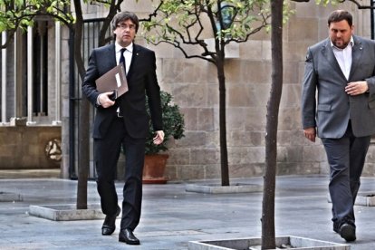 Puigdemont y Junqueras, en abril de 2016