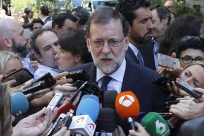 Rajoy, el 10 de julio, a las puertas de Génova, sede del PP