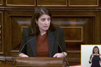 La portavoz del PSOE en el Congreso, Adriana Lastra.