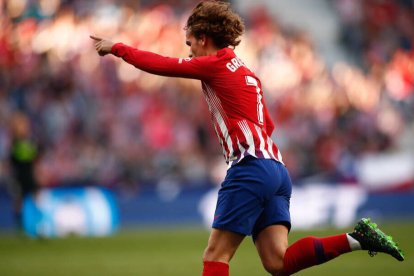 Griezmann, celebrando un gol con la camiseta del Atlético de Madrid.