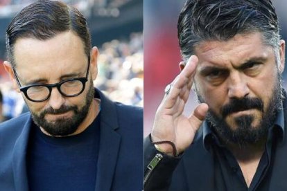 Jose Bordalás, a la izquierda, actual entrenador del Valencia, y Gennaro Gattuso, a la derecha, apuesta de Peter Lim.