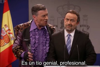 Pedro Sánchez (Pep Plaza) y José Luis Ábalos (Jordi Soriano), en el 'sketch' de Polònia (TV3).