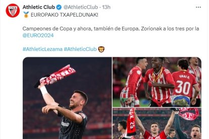 Así felicitó a sus jugadores el Athletic Club.