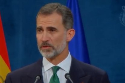 El Rey, este viernes, durante su discurso en los Premios Princesa de Asturias.