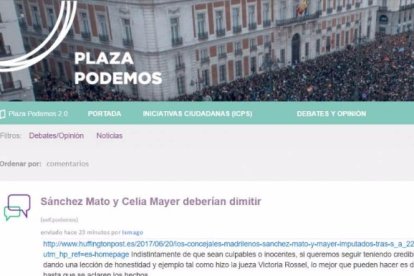 Uno de los mensajes colgados en el foro Plaza Podemos.