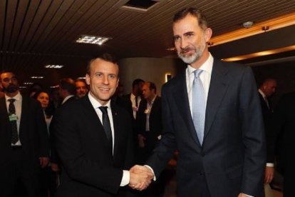 Macron y el Rey, hace unas semanas en Davos