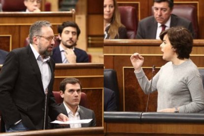 Girauta y la vicepresidenta, este miércoles en su tenso duelo en el Congreso.