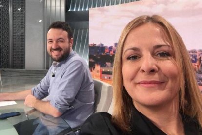 Un selfie de la propia Aguilar durante un programa en Telemadrid