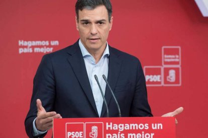 Pedro Sánchez durante la rueda de prensa.