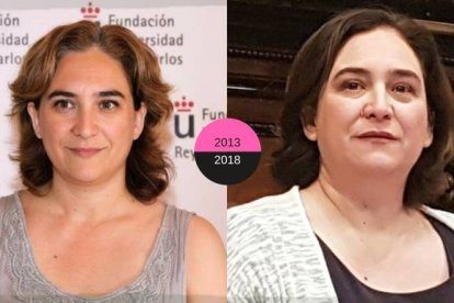 Ada Colau en 2013, antes de ser cargo público, y en la actualidad