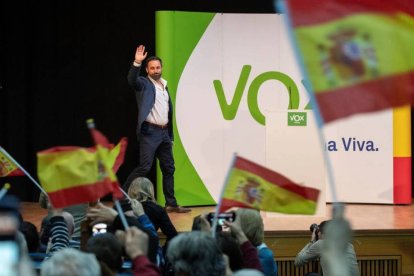 Santiago Abascal durante un mitin de Vox.