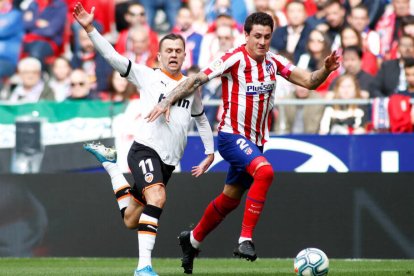 José María Giménez, en un partido de la pasada temporada con el Atlético de Madrid.