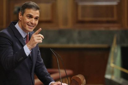 Pedro Sánchez durante su discurso.