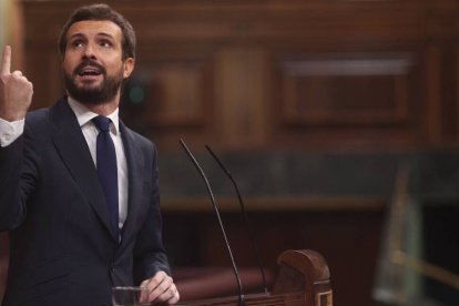 Pablo Casado durante una de sus intervenciones.