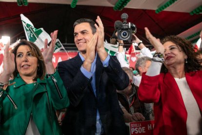 Pedro Sánchez, en Andalucía entre Susana Díaz y María Jesús Montero