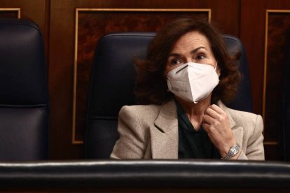 Carmen Calvo este jueves en el Congreso.