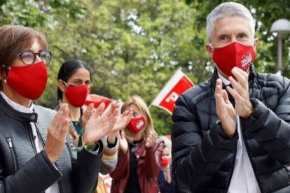 Marlaska y la jefa de la Guardia Civil, en mitin del PSOE en la campaña madrileña.