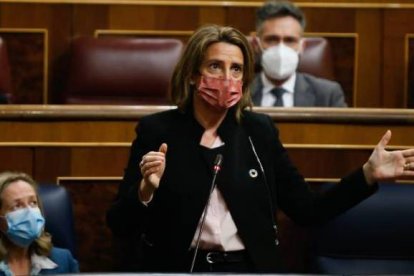 La vicepresidenta Teresa Ribera, este miércoles en el Congreso.