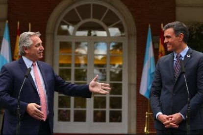 Sánchez, este martes en Moncloa, junto al presidente de Argentina.