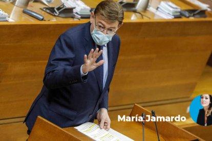 Ximo Puig durante una sesión de control en las Cortes valencianas.