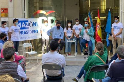 Carlos Mazón y María José Catalá en la sede del PPCV de Valencia