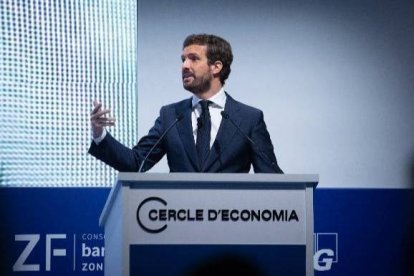 Casado, este jueves en Barcelona.