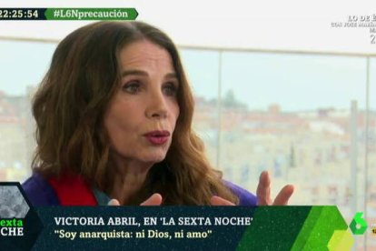 Victoria Abril, durante su entrevista en La Sexta Noche