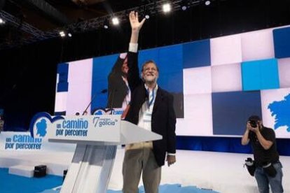 Mariano Rajoy, este sábado, en el Congreso del PP de Galicia.