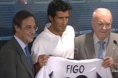 Florentino Pérez, Luis Figo y Alfredo Di Stéfano