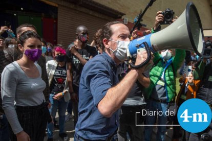 Pablo Iglesias e Irene Montero durante un acto en Getafe.