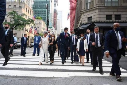 Sánchez paseando por las calles de Nueva York.