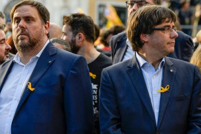 Oriol Junqueras y Carles Puigdemont en octubre de 2017