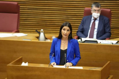 Ruth Merino, síndica de Ciudadanos, y Enric Morera, presidente de Les Corts