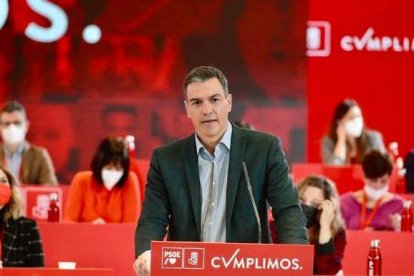 Pedro Sánchez, este viernes en Ferraz.