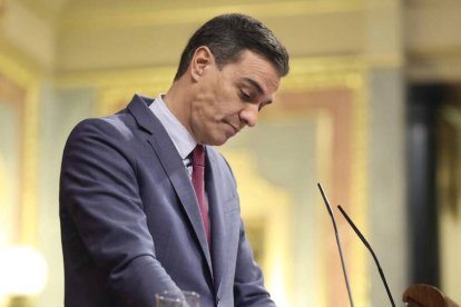 El presidente del Gobierno, Pedro Sánchez, en el Congreso