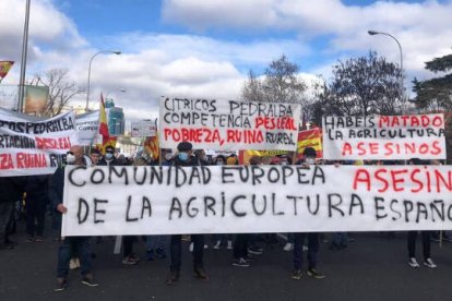 Agricultores valencianos en la protesta de Madrid