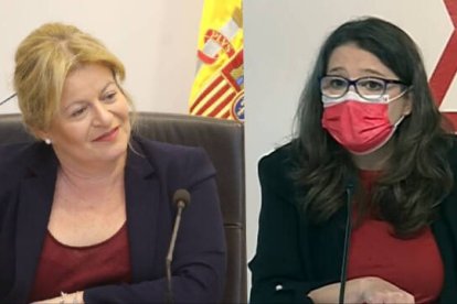 La portavoz de la Diputación de Alicante, Ana Serna, y la vicepresidenta del Consell, Mónica Oltra