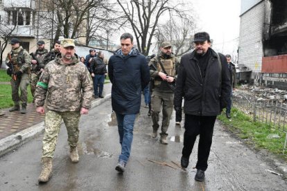 El presidente del Gobierno de España, Pedro Sánchez, en su visita a Kiev