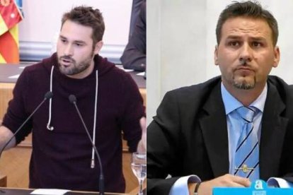 Gerard Fullana (izquierda), portavoz de Compromís en la Diputación de Alicante, y Alejandro Morant (derecha) diputado provincial del PP.