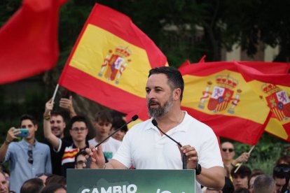 Santiago Abascal, en un mitin de la campaña andaluza.